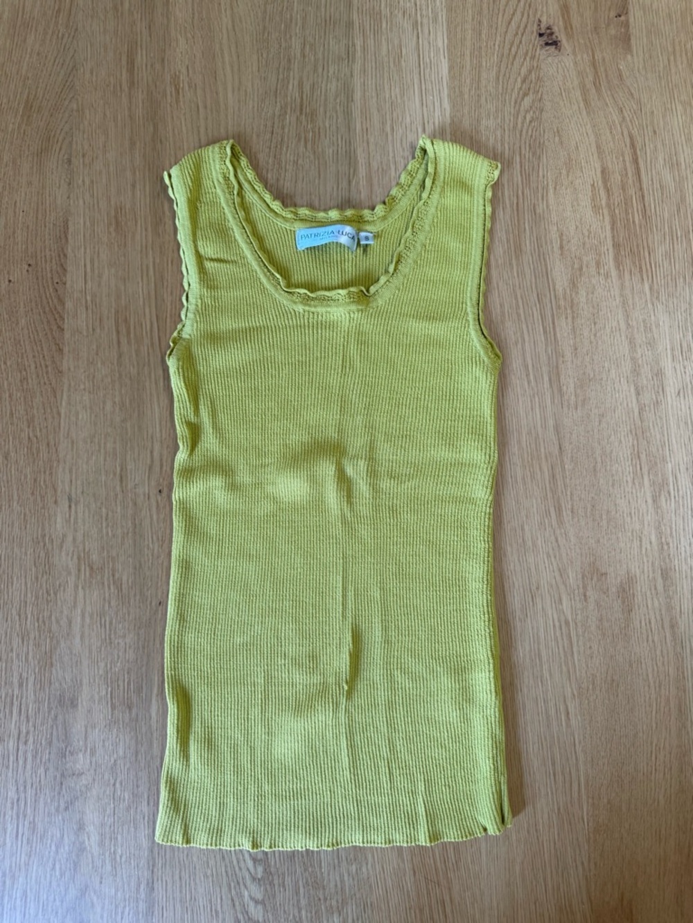 Patrizia Luca Lime-Yellow Ribbed Scoop Tank